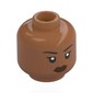 Minifig Head Ramirez, Black Eyebrows, Reddish Brown Lips, Neutral Stare