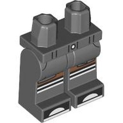 LEGO part 970c12pr0010 Hips and Dark Bluish Gray Legs with print in Dark Stone Grey / Dark Bluish Gray