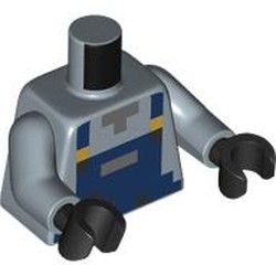 LEGO part 973c24h03pr0003 Torso, Sand Blue Arms, Black Hands with print in Sand Blue