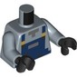 Torso, Pixelated Dark Blue Overalls print, Sand Blue Arms, Black Hands