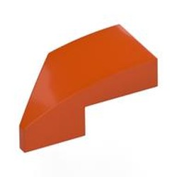 LEGO part 29119 Brick Wedged, Curved 2 x 1 with Stud Notch Right in Reddish Orange