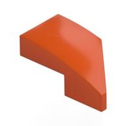 LEGO part 29120 Brick Wedged, Curved 2 x 1 with Stud Notch Left in Reddish Orange
