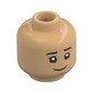 Minifig Head Richard "Data" Wang, Black Eyebrows, Open Mouth Surprised / Happy