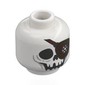 Minifig Head One-Eyed Willie, Skeleton Skull, Dark Brown Eyepatch, Silver Jewels