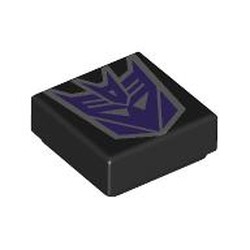 LEGO part 3070bpr9889 Tile 1 x 1 with Dark Purple Sound Wave print in Black