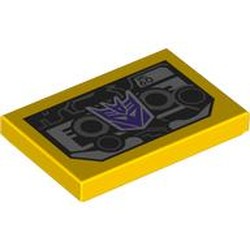 LEGO part 26603pr0168 Tile 2 x 3 with print in Bright Yellow/ Yellow