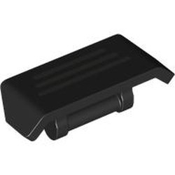 LEGO part 98834pr0007 Spoiler 2 x 4 with Handle with Silver Stripes print in Black