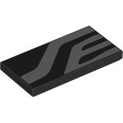 LEGO part 87079pr9868 Tile 2 x 4 with Silver Zig-Zagging Stripes print in Black
