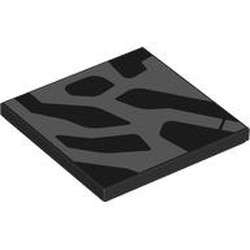 LEGO part 1751pr0011 Tile 4 x 4 with Silver Shapes print in Black