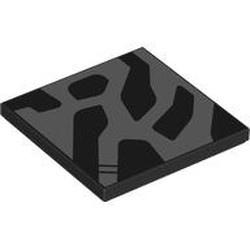 LEGO part 1751pr0012 Tile 4 x 4 with Silver Shapes print in Black