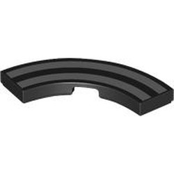 LEGO part 79393pr0001 Tile 3 x 3 Curved, Macaroni with Silver Strips in Black