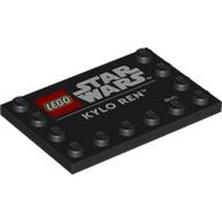 LEGO part 6180pr0039 Plate Special 4 x 6 with Studs on 3 Edges with print in Black