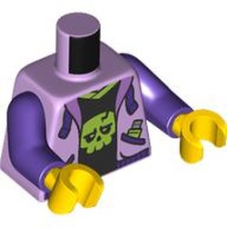 LEGO part 973c09h01pr0001 Torso, Dark Purple Arms, Yellow Hands with print in Lavender