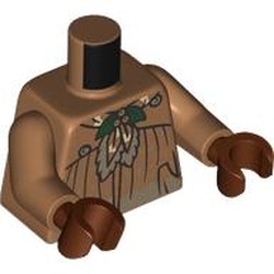 LEGO part 973c23h19pr0002 Torso, Medium Nougat Arms, Reddish Brown Hands with print in Medium Nougat
