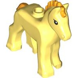 LEGO part 82445pr0003 Animal, Foal with Black Eyes, Bright Light Orange Mane, Tail print in Cool Yellow/ Bright Light Yellow