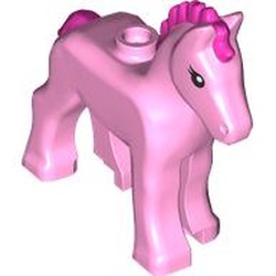 LEGO part 82445pr0004 Animal, Foal with Black Eyes, Dark Pink Mane, Tail print in Light Purple/ Bright Pink