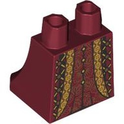 LEGO part 36036pr0086 Hips and Legs Under Dress/Robe with print in Dark Red