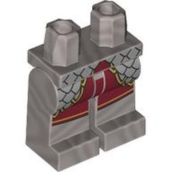 LEGO part 970c30pr0004 Hips and Flat Silver Legs with print in Silver Metallic/ Flat Silver