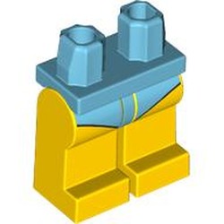 LEGO part 970c01pr0010 Hips and Yellow Legs with Medium Azure Speedo print in Medium Azure
