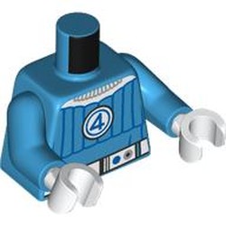 LEGO part 973c04h27pr0001 Torso, Dark Azure Arms, White Hands with print in Dark Azure