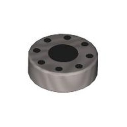 LEGO part 98138pr0443 Tile Round 1 x 1 with Black Dot, Circle of Small Black Dots print in Silver Metallic/ Flat Silver
