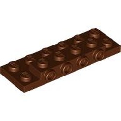 LEGO part 87609 Plate Special 2 x 6 x 2/3 with 4 Studs on Side, 1 Support Wall on Bottom in Reddish Brown