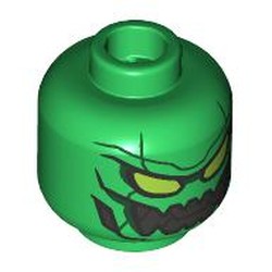 LEGO part 28621pr9612 Minifig Head with print in Dark Green/ Green