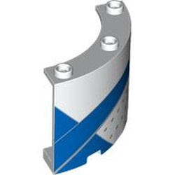 LEGO part 4041pr0002 Panel 4 x 4 x 3 Quarter Cylinder with Blue Dunk Shoe Right Heel Tab print in White