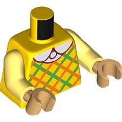 LEGO part 973c44h13pr0001 Torso, Bright Light Yellow Arms, Nougat Hands with print in Bright Yellow/ Yellow