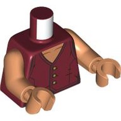 LEGO part 973c13h13pr0002 Torso, Nougat Arms and Hands with print in Dark Red
