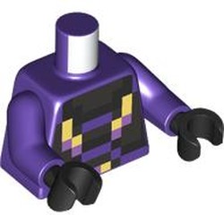 LEGO part 973c09h03pr0003 Torso, Dark Purple Arms, Black Hands with print in Medium Lilac/ Dark Purple