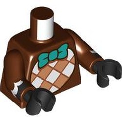 LEGO part 973c19h03pr0004 Torso, Reddish Brown Arms, Black Hands with print in Reddish Brown
