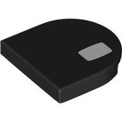 LEGO part 5520pr0003 Tile Round 2 x 2 Half Circle with White Rectangle / Pupil print in Black