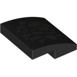 LEGO part 15068pr0105 Slope Curved 2 x 2 x 2/3 with Silver Scales print in Black