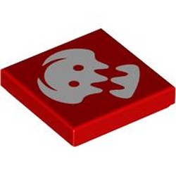 LEGO part 3068bpr9311 Tile 2 x 2 with White Viking Insignia print in Bright Red/ Red