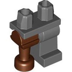 LEGO part 970e14 Left Leg, Reddish Brown Right Pirate Peg Leg, and Dark Bluish Grey Hips in Dark Stone Grey / Dark Bluish Gray