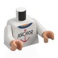Torso, Shirt, Dark Azure Collar, Black 'ANCHOR', Red Anchor print, White Arms, Nougat Hands