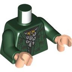 LEGO part 973c35h02pr0003 Torso, Dark Green Arms, Light Nougat Hands with print in Earth Green/ Dark Green