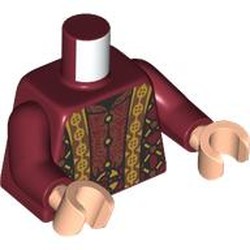 LEGO part 973c10h02pr0010 Torso, Dark Red Arms, Light Nougat Hands with print in Dark Red