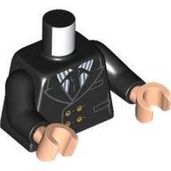 LEGO part 973c03h02pr0015 Torso, Black Arms, Light Nougat Hands with print in Black