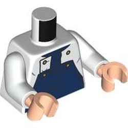LEGO part 973c27h02pr0012 Torso, White Arms, Light Nougat Hands with print in White