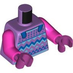 LEGO part 973c36h37pr0001 Torso, Dark Pink Arms, Magenta Hands with print in Medium Lavender