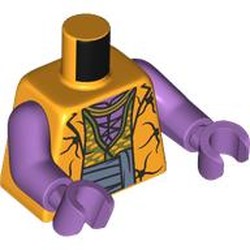 LEGO part 973c33h33pr0002 Torso, Medium Lavender Arms and Hands with print in Flame Yellowish Orange/ Bright Light Orange