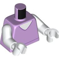 LEGO part 973c27h27pr0019 Torso, White Arms and Hands with print in Lavender
