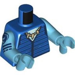 LEGO part 973c42h42pr0003 Torso, Medium Azure Arms and Hands with print in Bright Blue/ Blue