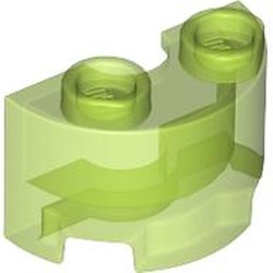 LEGO part 68013 Brick Round, Half 1 x 2 in Transparent Bright Green/ Trans-Bright Green
