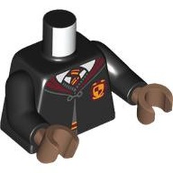 LEGO part 973c03h69pr0001 Torso, Black Arms, Medium Brown Hands with print in Black