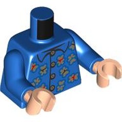 LEGO part 973c28h02pr0003 Torso, Blue Arms, Light Nougat Hands with print in Bright Blue/ Blue