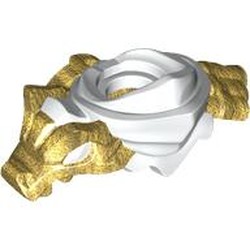 LEGO part 7104pat0001 Minifig Neckwear Shoulder Armour With Pearl Gold Dragon pattern in White