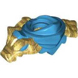 LEGO part 7104pat0001 Minifig Neckwear Shoulder Armour With Pearl Gold Dragon pattern in Dark Azure